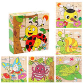 3*3 wooden 6 side puzzle - 6 different puzzles in 1 pack